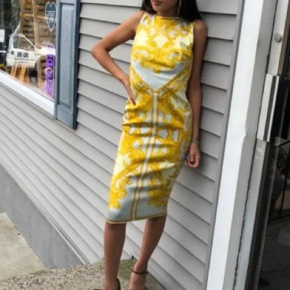 VINTAGE VERSACE BAROQUE PRINT DRESS SZ 38 - Picture 4 of 5